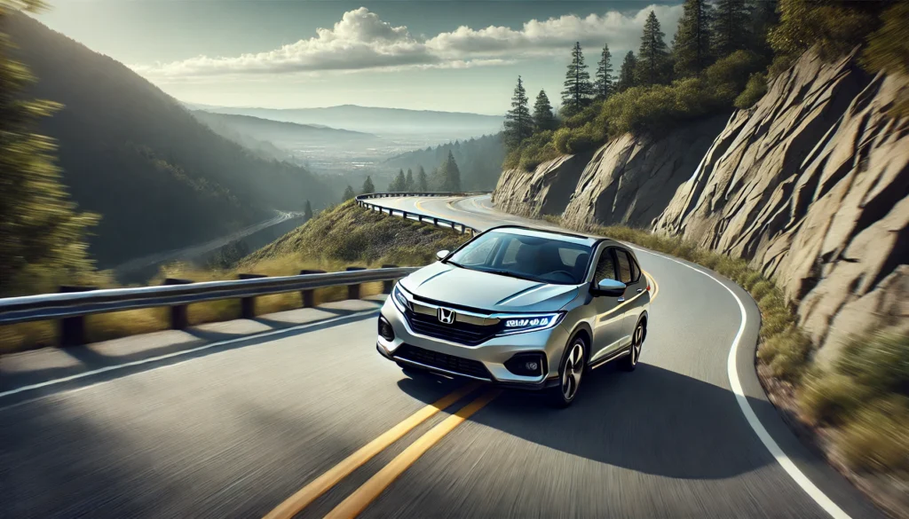 Honda City 2025 driving on a winding road or highway
